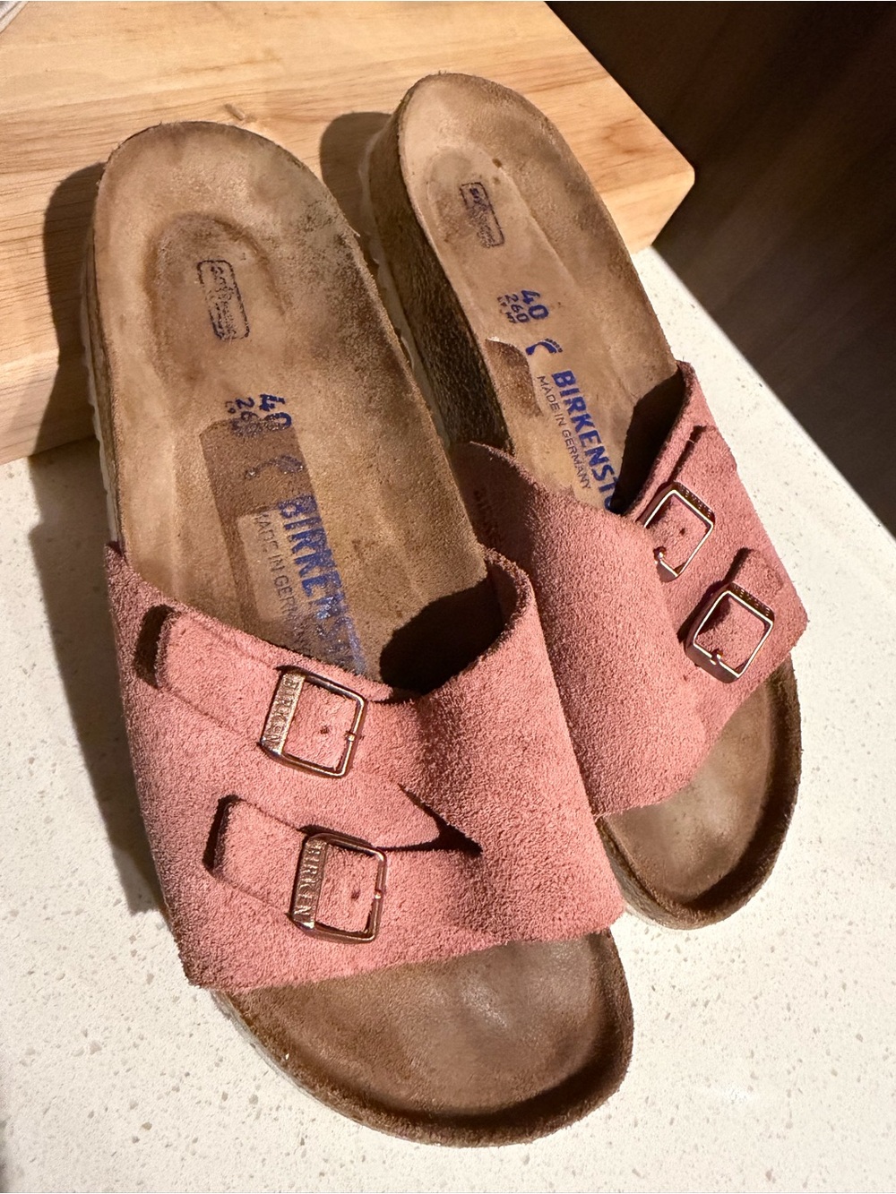 Birkenstock Vaduz Rose Suede Leather  Size 40/9